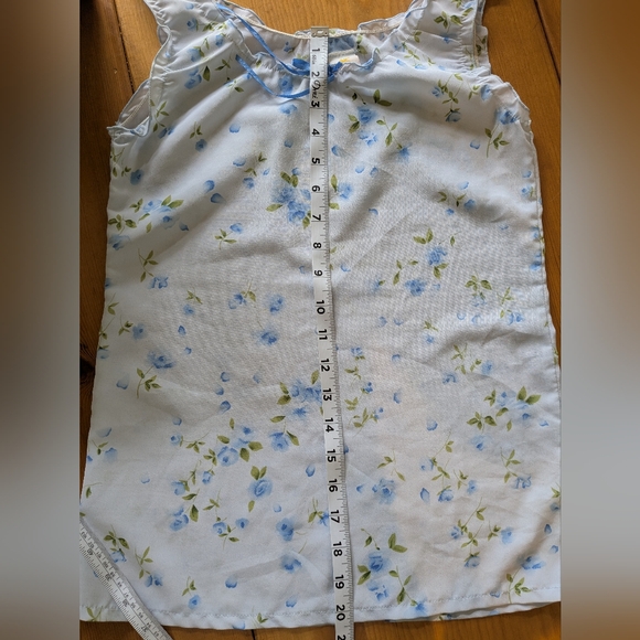 Blue Ruffled Tie Front Tank Top - Picture 5 of 6